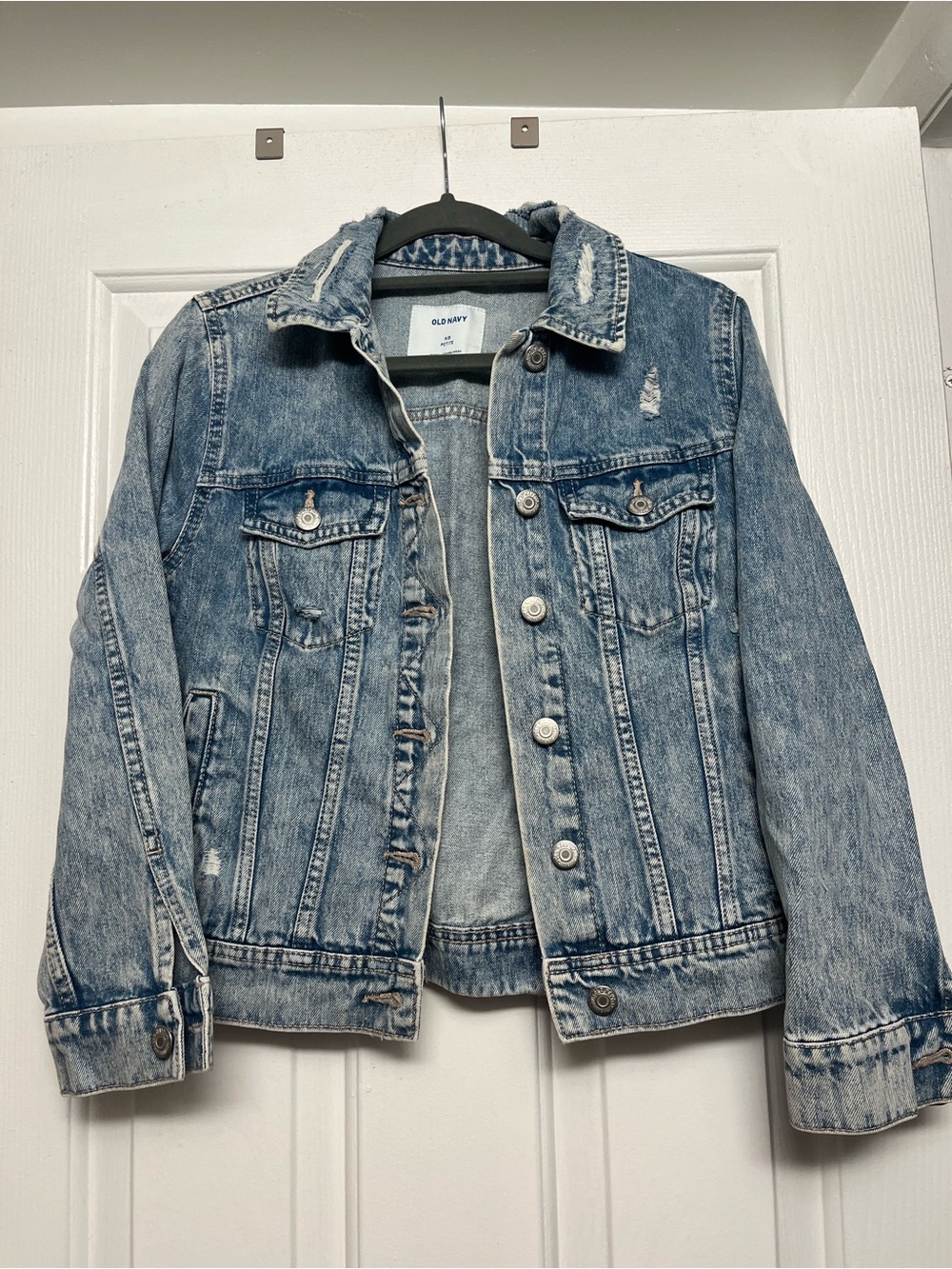 Old Navy Light Blue Ripped Denim Jacket